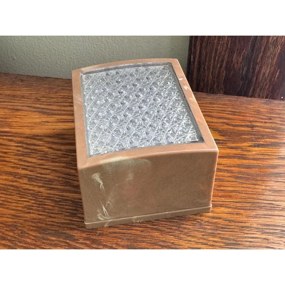 Vintage Merle Norman Cosmetics Powder Box Brown Marble Plastic with Clear Lid